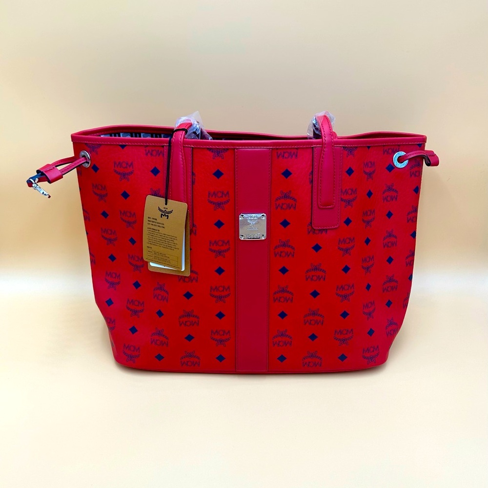 NWT MCM Visetos Medium Reversible Shopper Tote